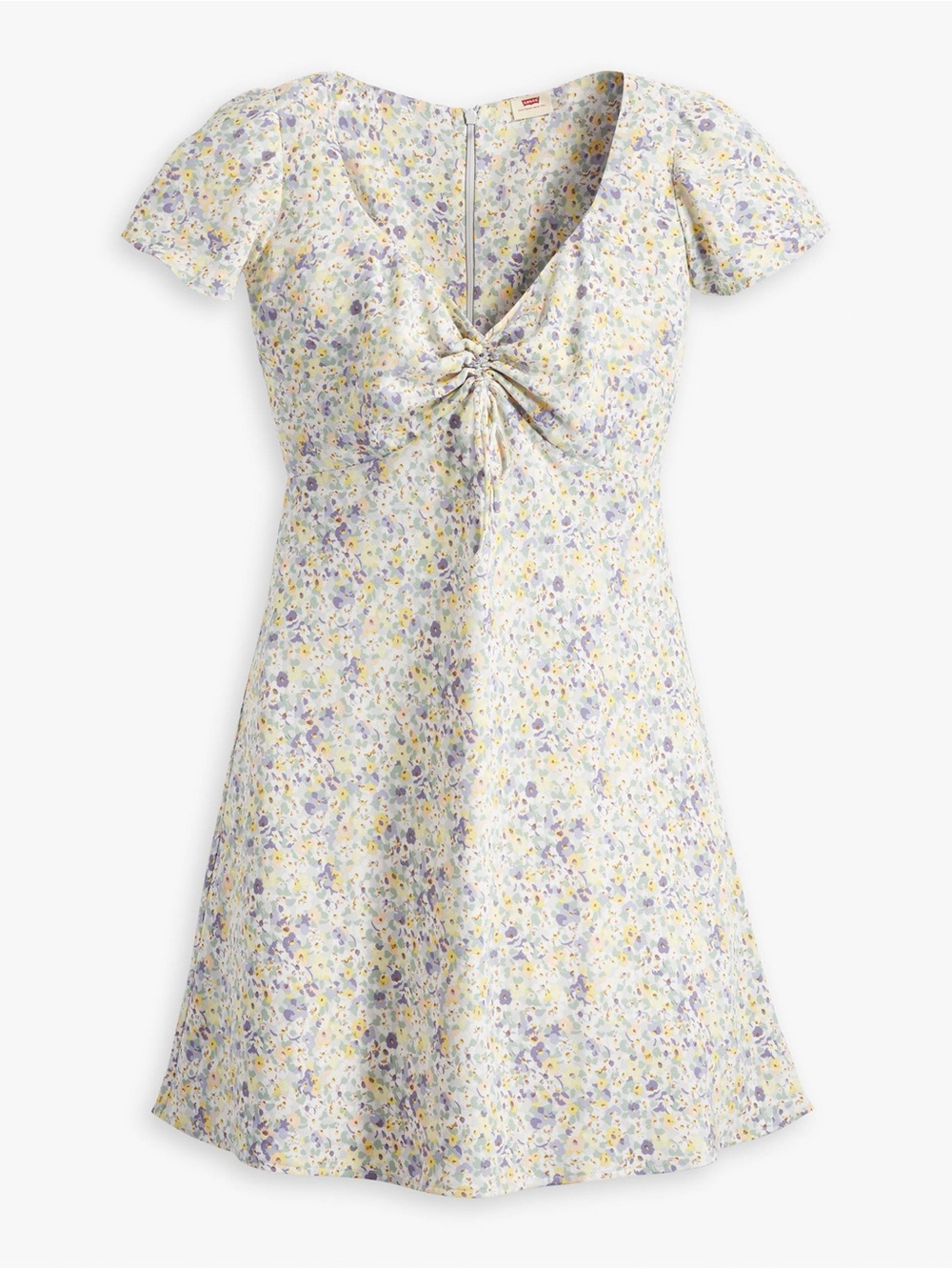 Levi's Skylar Flutter Pastel Yellow & Lavender Floral Tie-Front Mini Dress